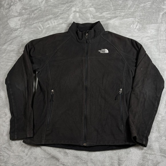 The North Face Jacket Mens Medium Black Fleece Windwall Full Zip Hiking Coat - Picture 1 of 16